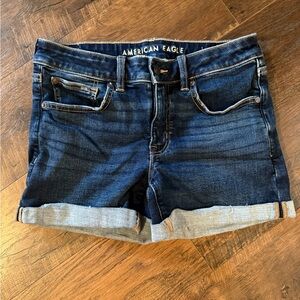 American Eagle Outfitters Women's Rolled Hem Jean Shorts - Indigo